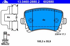 13.0460-2880.2_=GDB1622=1031 00 колодки дисковые з Golf для VW PASSAT (3C2) 1.4 TSI EcoFuel 2009-2010, код двигателя CDGA, V см3 1390, кВт 110, л.с. 150, Бензин/природный газ (CNG), Ate 13046028802