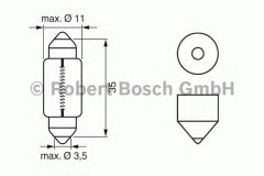 Лампа STANDARD C5W 12V 5W 1987302211 для VW PASSAT (3C2) 1.4 TSI EcoFuel 2009-2010, код двигателя CDGA, V см3 1390, кВт 110, л.с. 150, Бензин/природный газ (CNG), Bosch 1987302211